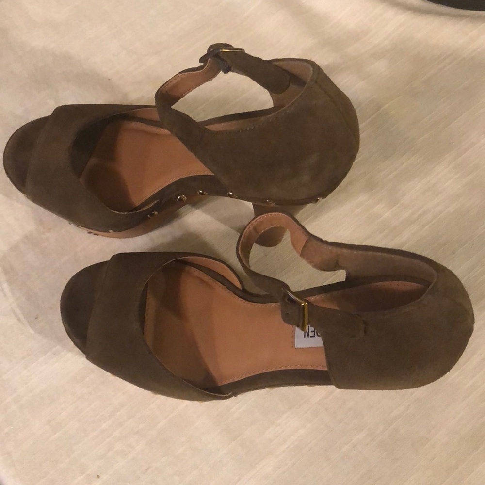 Steve Madden Sz 7.5 M Brown Platform Heels Women's